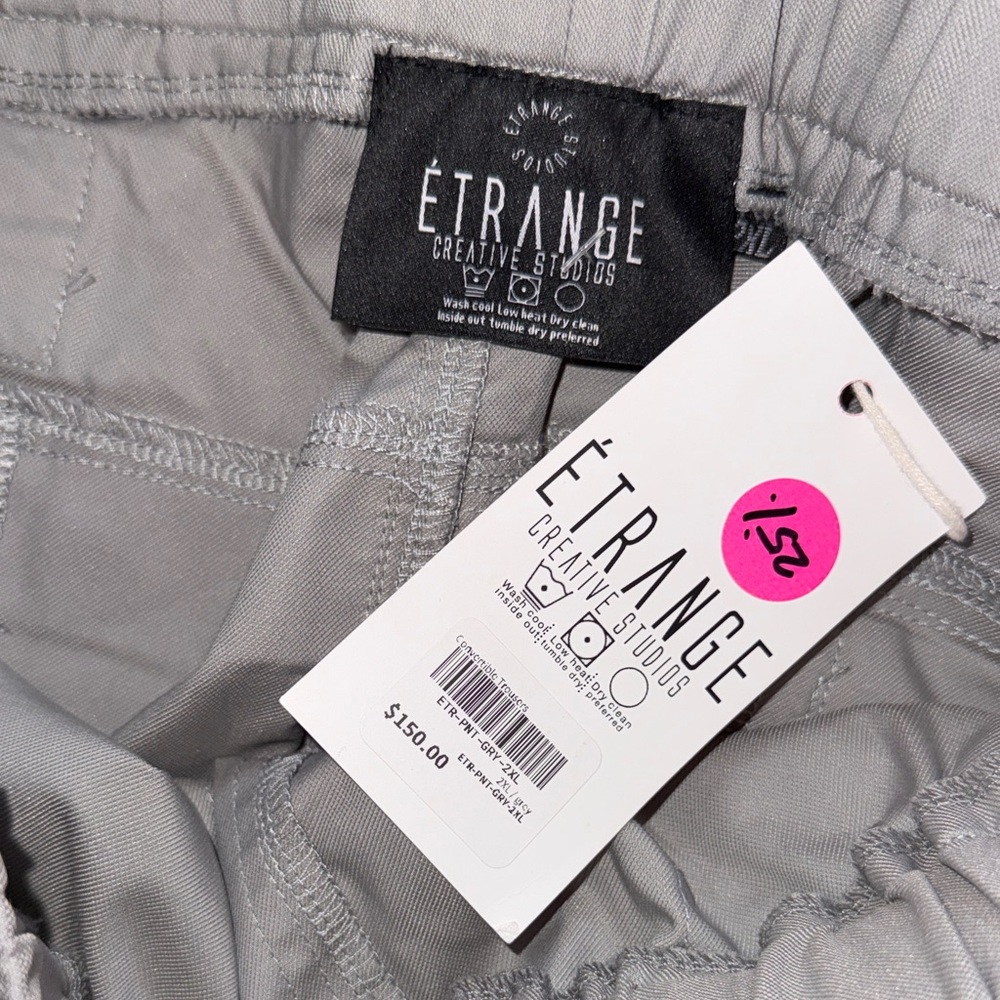 Etrange Gray Men's Cargo Track Pants with Yellow Logo - Picture 8 of 8